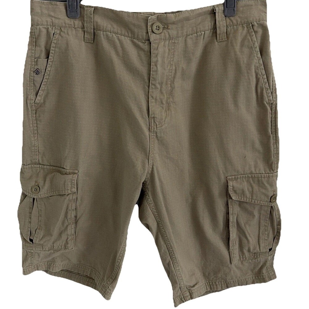 LRG Lifted Research Group Cargo Shorts Mens Sz 34 Khaki Tan Ripstop Hiking Skate